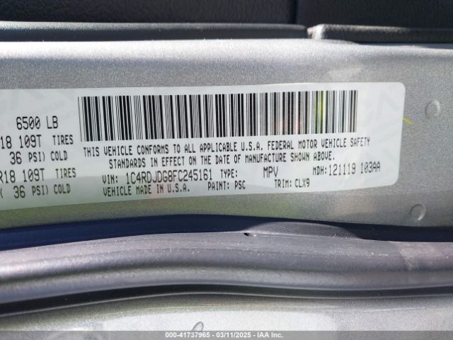 1C4RDJDG8FC245161 Dodge DURANGO LIMITED