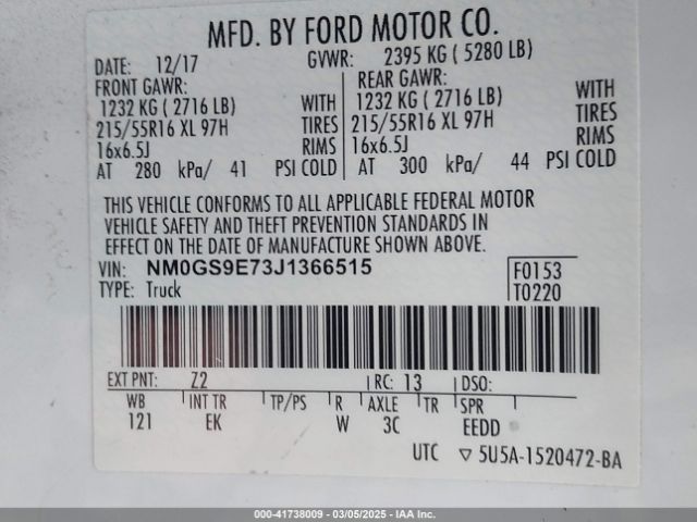 NM0GS9E73J1366515 Ford Transit Connect Xl