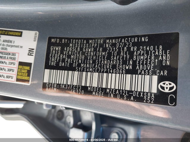 Toyota m20a-fks 2023 5YFS4MCE7PP146066 Image 9
