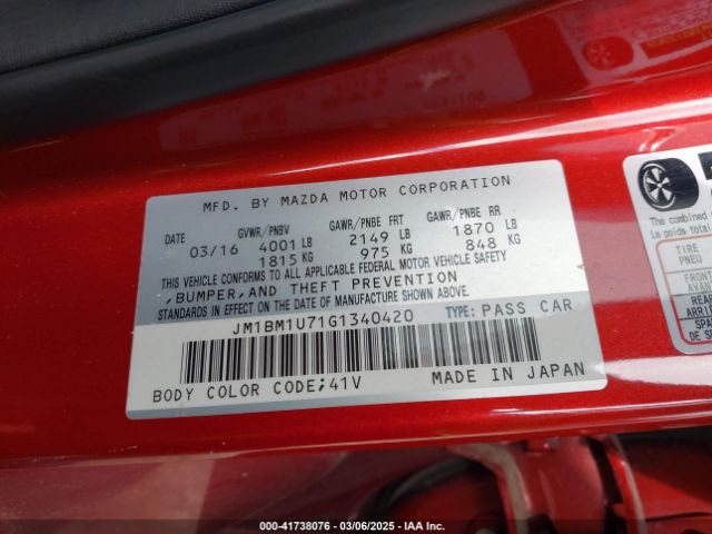 JM1BM1U71G1340420 Mazda MAZDA3