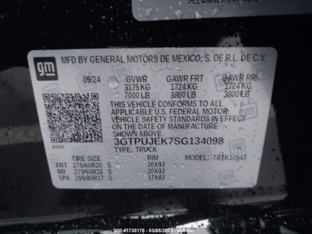 3GTPUJEK7SG134098 GMC Sierra 1500 4wd  Short Box Elevation With 3vl