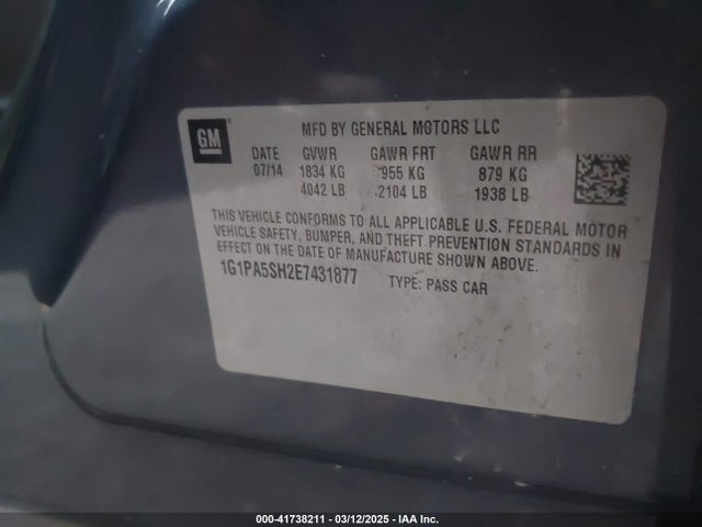 1G1PA5SH2E7431877 Chevrolet Cruze Ls Auto