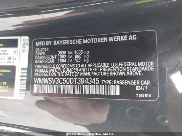 2013 MINI HARDTOP WMWSV3C50DT394345 Photo 8