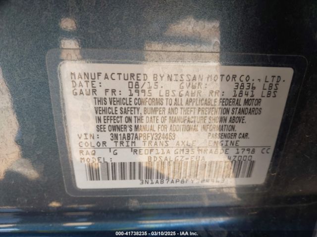 3N1AB7AP8FY324463 Nissan SENTRA SL