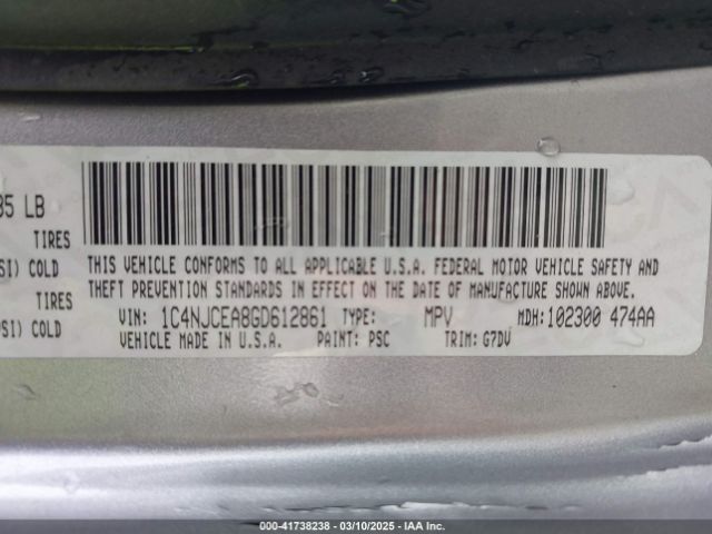 1C4NJCEA8GD612861 Jeep Compass Latitude