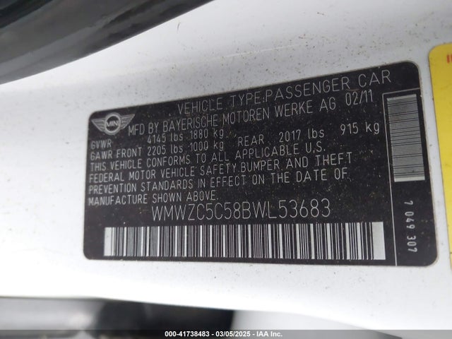 2011 MINI COOPER S COUNTRYMAN WMWZC5C58BWL53683 Photo 8