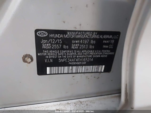5NPE34AF4FH165214 Hyundai Sonata Sport