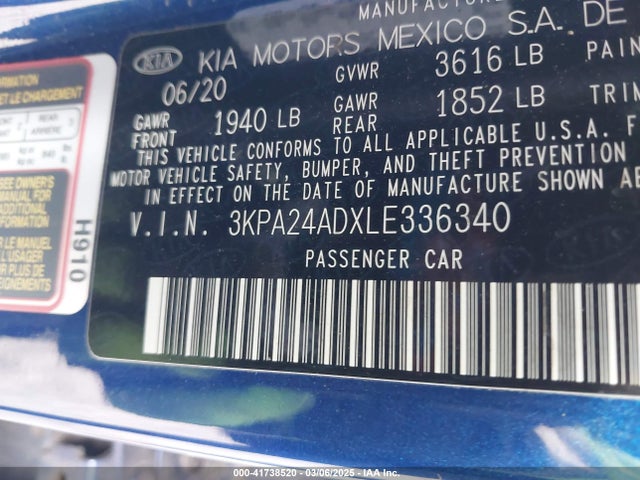 3KPA24ADXLE336340 KIA RIO S