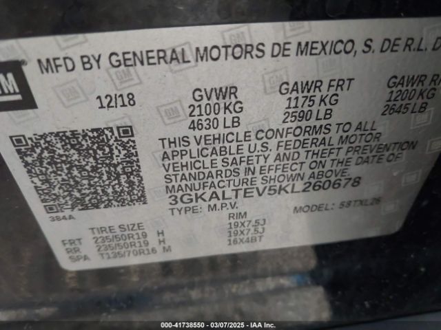 3GKALTEV5KL260678 GMC Terrain Sle