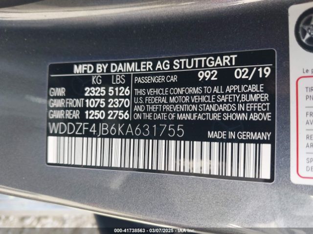 WDDZF4JB6KA631755 Mercedes-Benz E 300