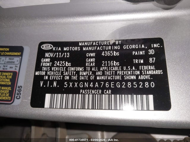 KIA OPTIMA EX 2014 5XXGN4A76EG285280 Image 9
