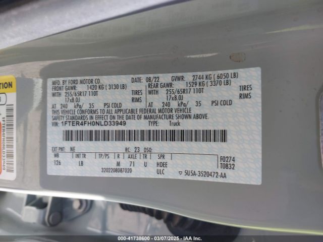 1FTER4FH0NLD33949 Ford Ranger Xlt