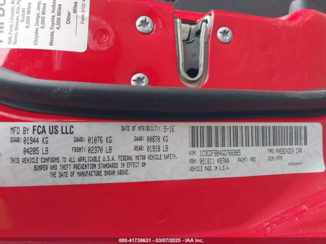 1C3CDFBB4GD766985 Dodge DART SXT