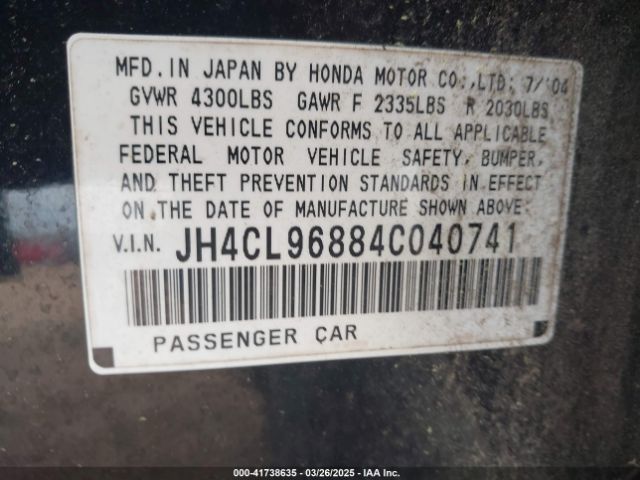 2004 ACURA TSX JH4CL96884C040741 Photo 8