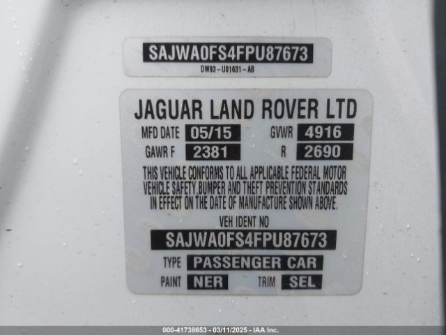 2015 JAGUAR XF SAJWA0FS4FPU87673 Photo 8