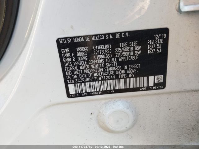 3CZRU6H17LM712044 Honda Hr-v Awd Sport