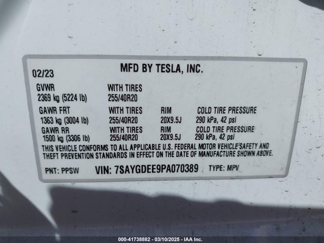 7SAYGDEE9PA070389 Tesla 2023