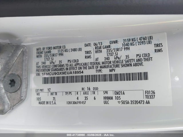 1FMCU9GX9EUA18954 Ford ESCAPE SE