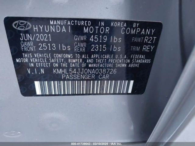 KMHL54JJ0NA038726 Hyundai Sonata Hybrid Limited