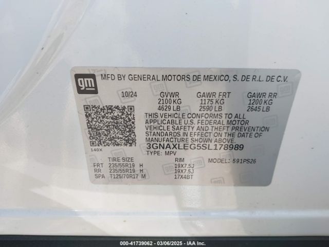 3GNAXLEG5SL178989 Chevrolet Equinox Fwd Rs