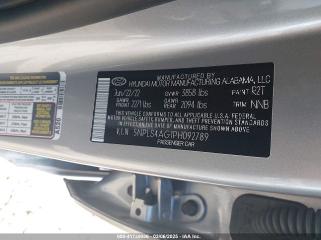 5NPLS4AG1PH092789 Hyundai ELANTRA SEL
