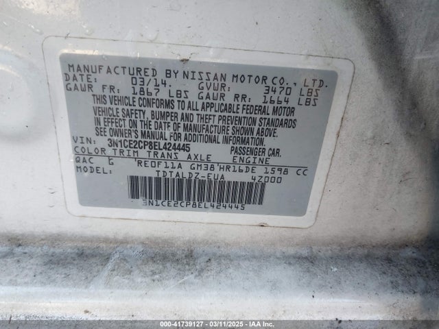 Nissan Versa Note Sv 2014 3N1CE2CP8EL424445 Image 9