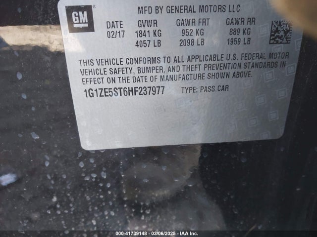 1G1ZE5ST6HF237977 Chevrolet MALIBU 1LT