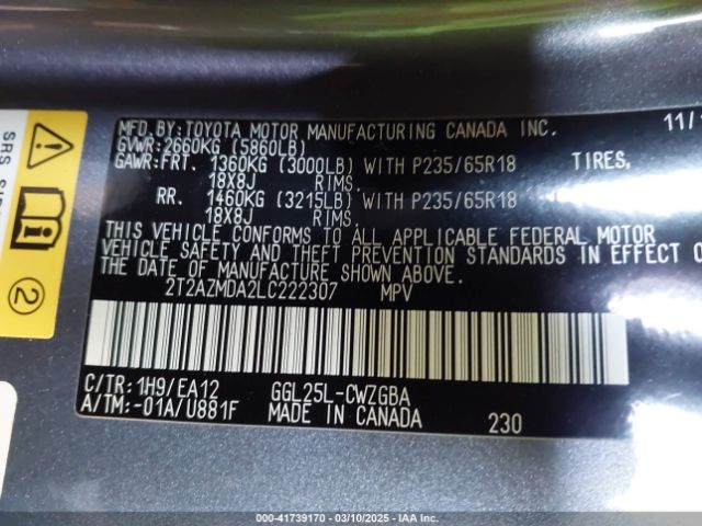2T2AZMDA2LC222307 Lexus RX 350