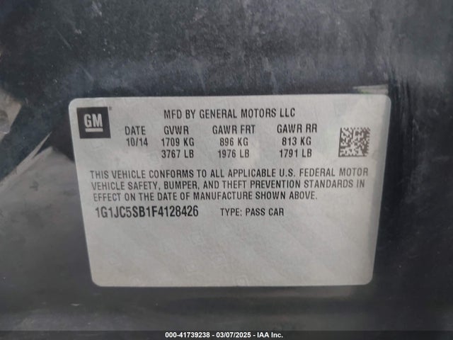 1G1JC5SB1F4128426 Chevrolet Sonic Lt Auto