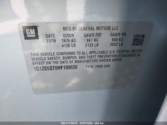 1G1ZE5ST8HF189639 Chevrolet MALIBU 1LT