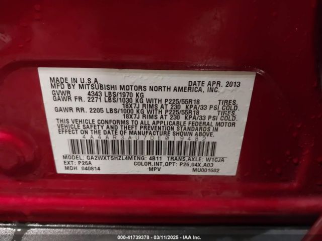 2013 MITSUBISHI OUTLANDER SPORT 4A4AR3AU7DE019482 Photo 8