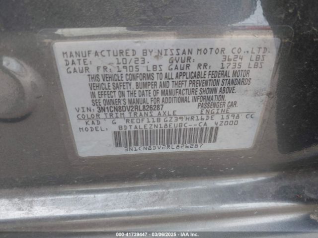 3N1CN8DV2RL826287 Nissan Versa 1.6 S