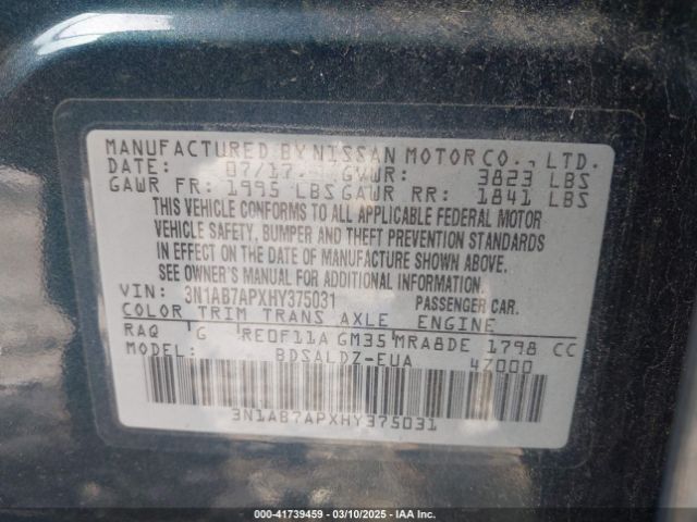 3N1AB7APXHY375031 Nissan SENTRA SV