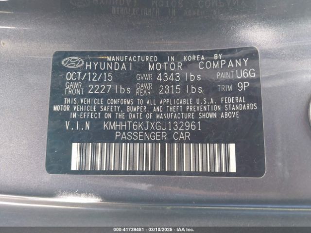 KMHHT6KJXGU132961 Hyundai Genesis 3.8 Base