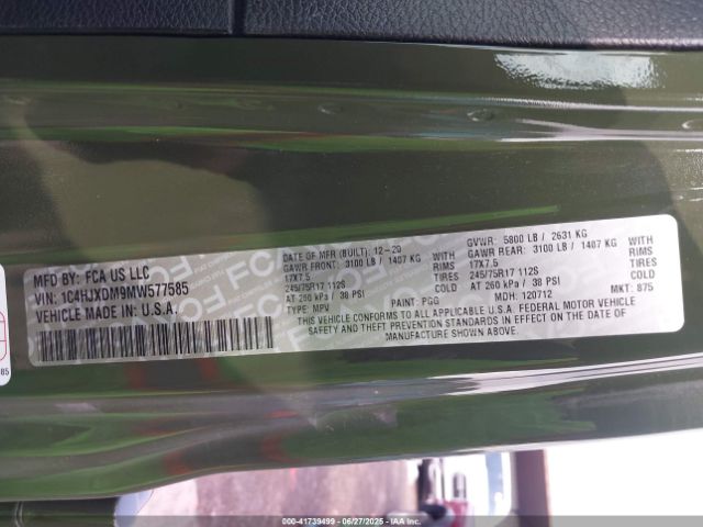 2021 JEEP WRANGLER UNLIMITED 1C4HJXDM9MW577585 Photo 8