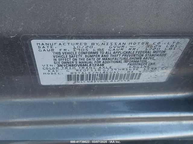 3N1CN8DV6ML812448 Nissan Versa S Xtronic Cvt