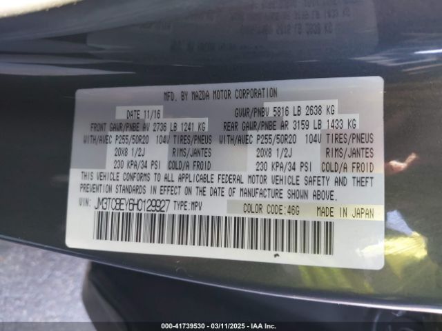 JM3TCBEY6H0129927 Mazda Cx-9 Signature