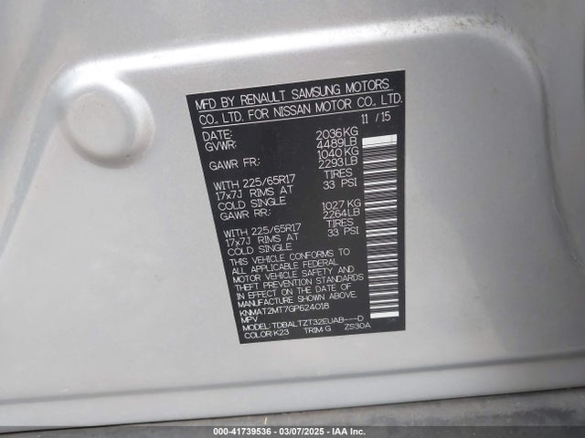 Nissan ROGUE SV 2016 KNMAT2MT7GP624018 Image 9