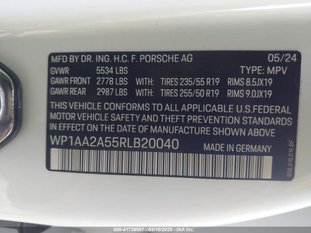 WP1AA2A55RLB20040 Porsche Macan Base (pdk)/t