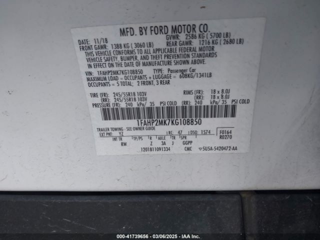 1FAHP2MK7KG108850 Ford Police Interceptor