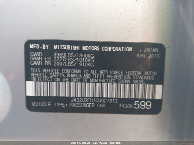 2012 MITSUBISHI LANCER JA32U2FU1CU027013 Photo 8