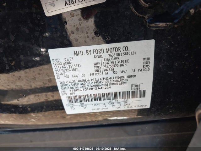 1FMSK7DH9PGA48234 Ford EXPLORER XLT