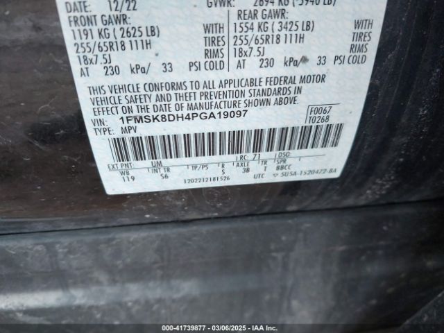 1FMSK8DH4PGA19097 Ford EXPLORER XLT