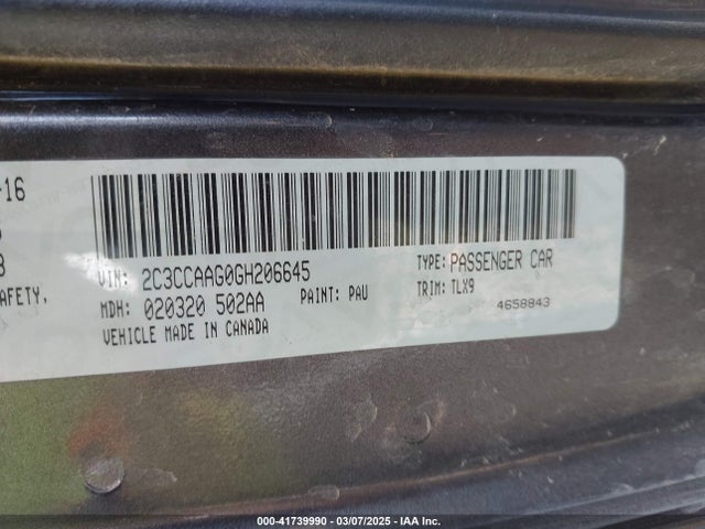 2C3CCAAG0GH206645 Chrysler 300 Limited