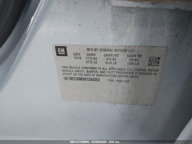 Chevrolet Cruze Ls Auto 2017 1G1BC5SM6H7204262 Image 9