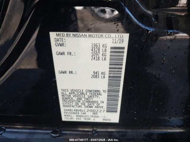 1N4BL4BV6LC200227 Nissan Altima S Fwd