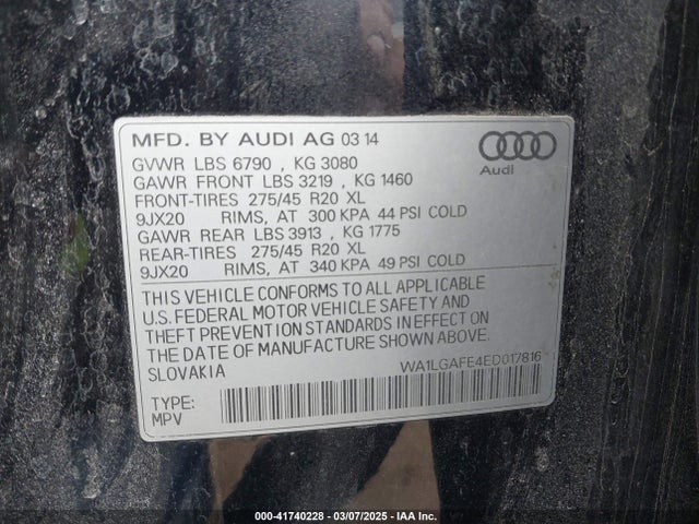 2014 AUDI Q7 WA1LGAFE4ED017816 Photo 8