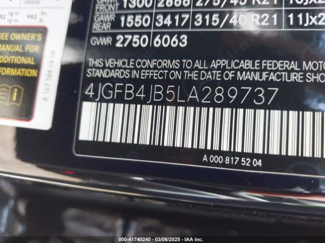 4JGFB4JB5LA289737 Mercedes-Benz GLE 350