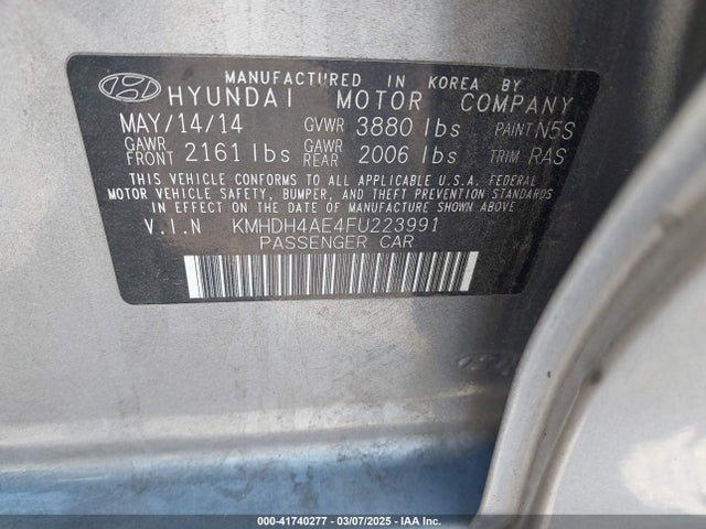 Hyundai ELANTRA SE 2015 KMHDH4AE4FU223991 Image 9
