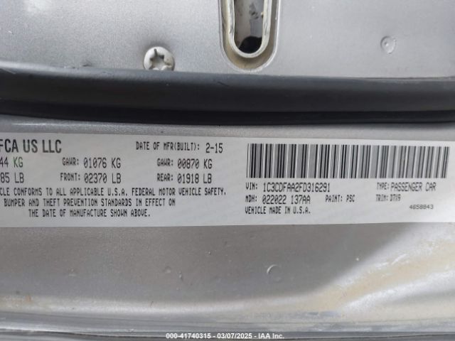 1C3CDFAA2FD316291 Dodge DART SE